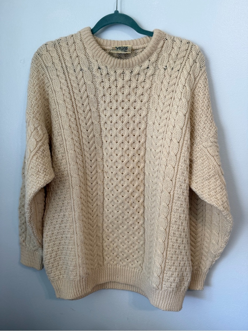 Classic Cream Cable Knit Crewneck Sweater